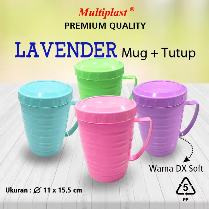 Mug Lavender / Mug Plastik Jumbo / Mug Plastik Tutup / Mug Tutup Drat / Cangkir Kopi