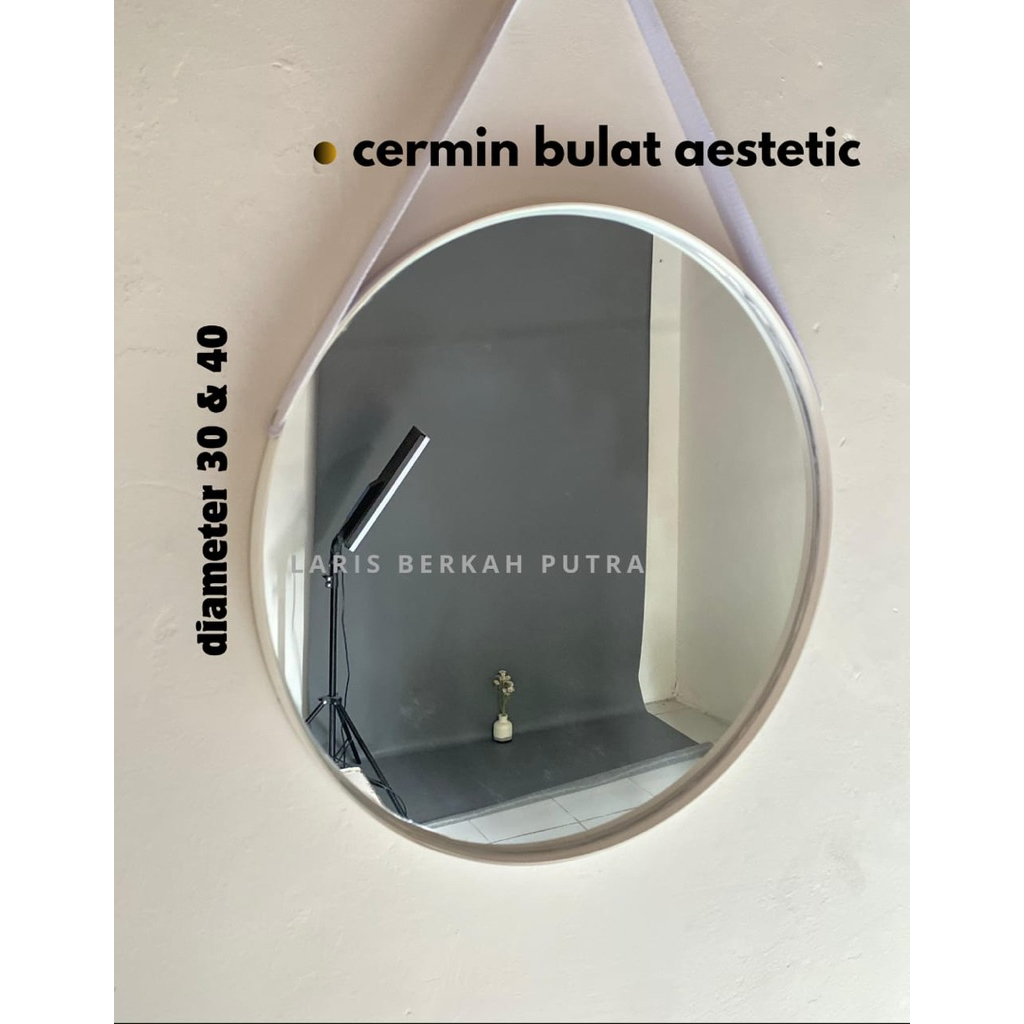 [ FREE PACKING KAYU & BUBBLEWARP ] Cermin Kaca Bulat Aestetic Cermin Kaca murah Cermin Kaca bulat Mu