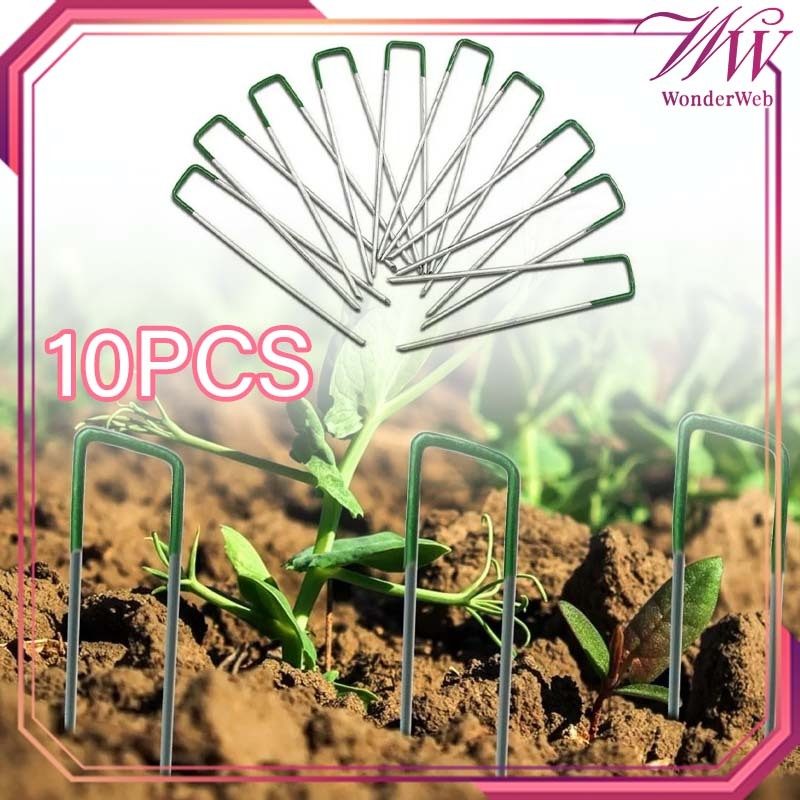 Paku Rumput Sintetis 10pcs Paku Weedmat Anti Rumput Berbentuk U Paku Tanaman Berkebun Weedmat Paku