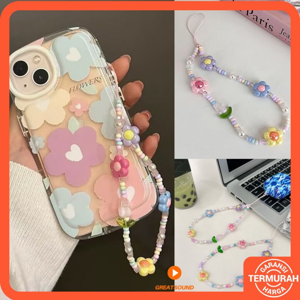 Strap Hp New Flower Phone Strap Gantungan HP Manik Manik Tali Hp Manik Manik Tali Gantungan Hp