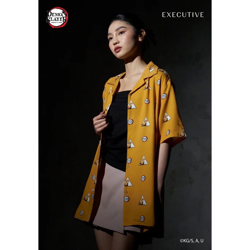 Executive Demon Slayer Executive Zenitsu Shirt Yellow Unisex Kemeja
