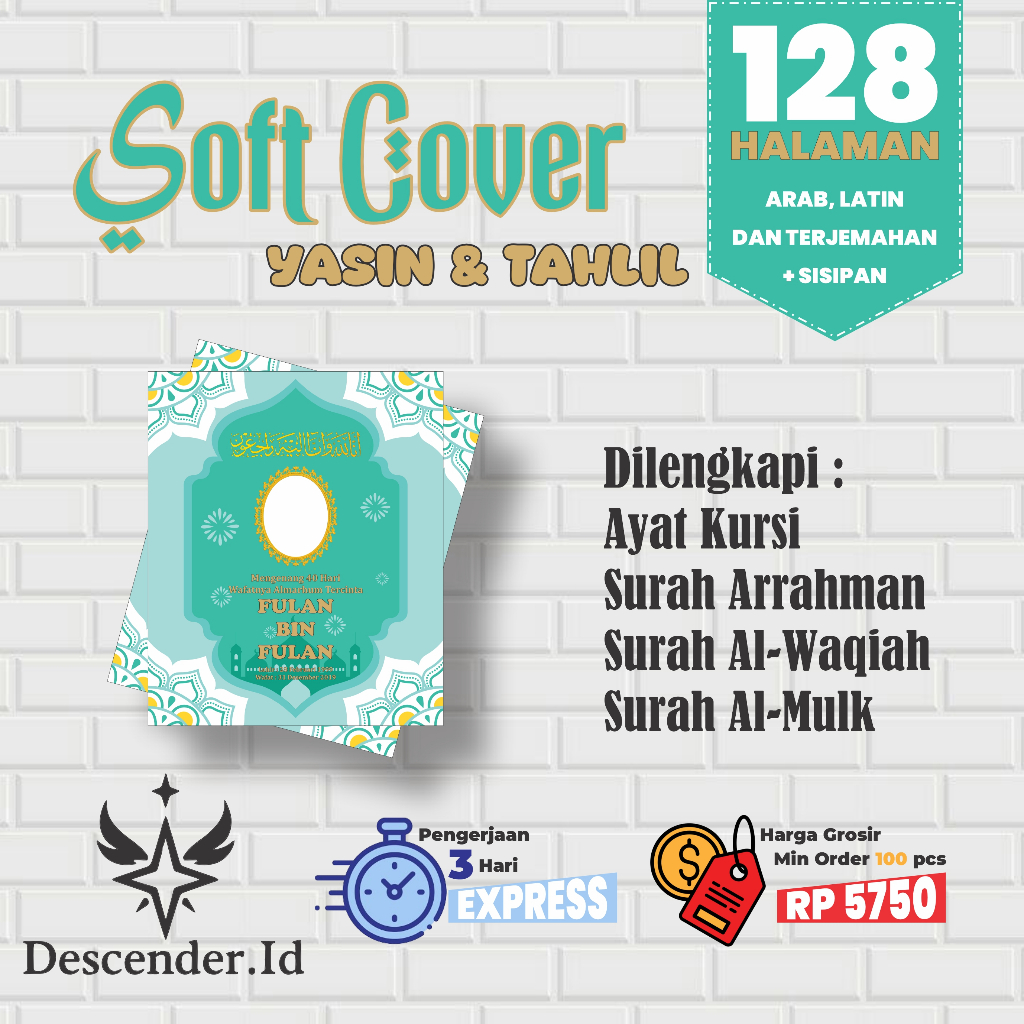 (COD) YASIN DAN TAHLIL 128 Halaman / BUKU YASIN SOFTCOVER / YASIN ARAB / BUKU YASIN / FOTO ALMARHUM 