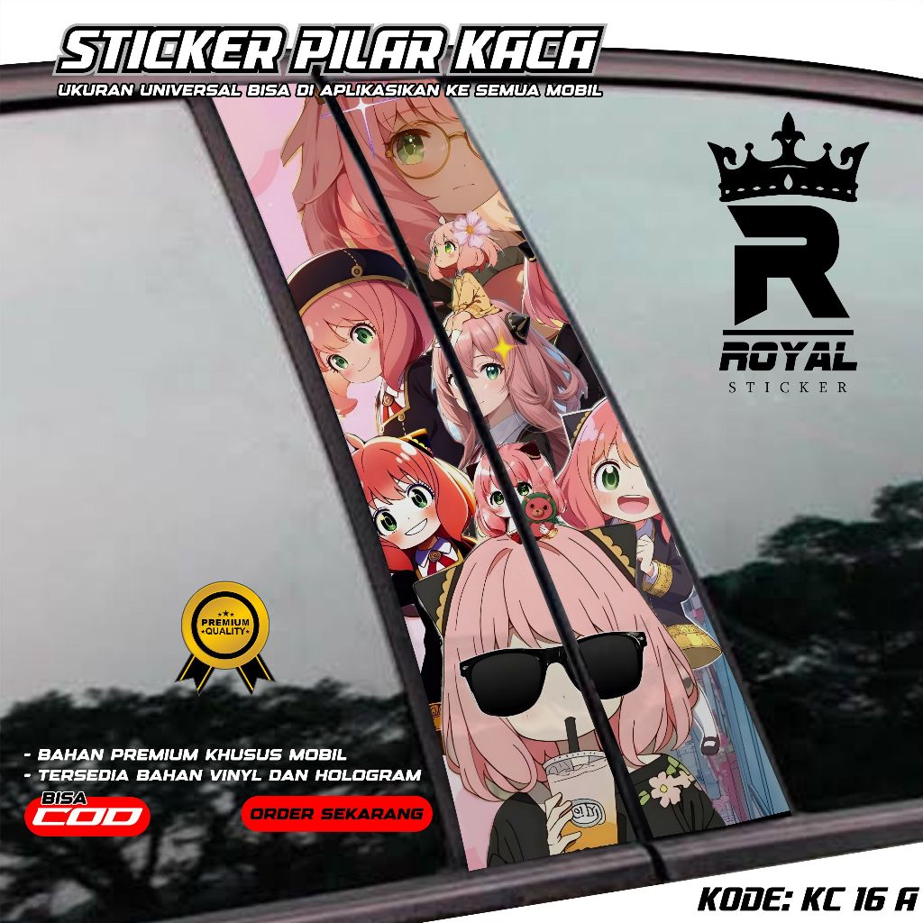 KC 16 -DECAL STIKER PILAR KACA ANYA SPY X FAMILY COCOK UNTUK SEMUA JENIS MOBIL