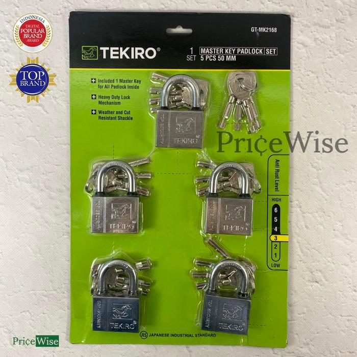 Gembok Master Key Set 5 pcs 50 mm Tekiro / Gembok Rumah Toko