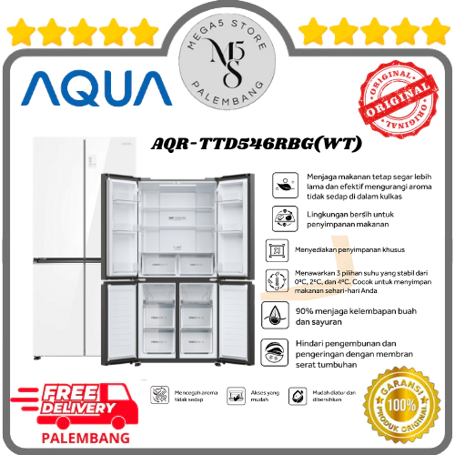 Kulkas Aqua Side by Side 4 Pintu AQR-TTD546RBG(WT) Kulkas Side by side 4 Pintu