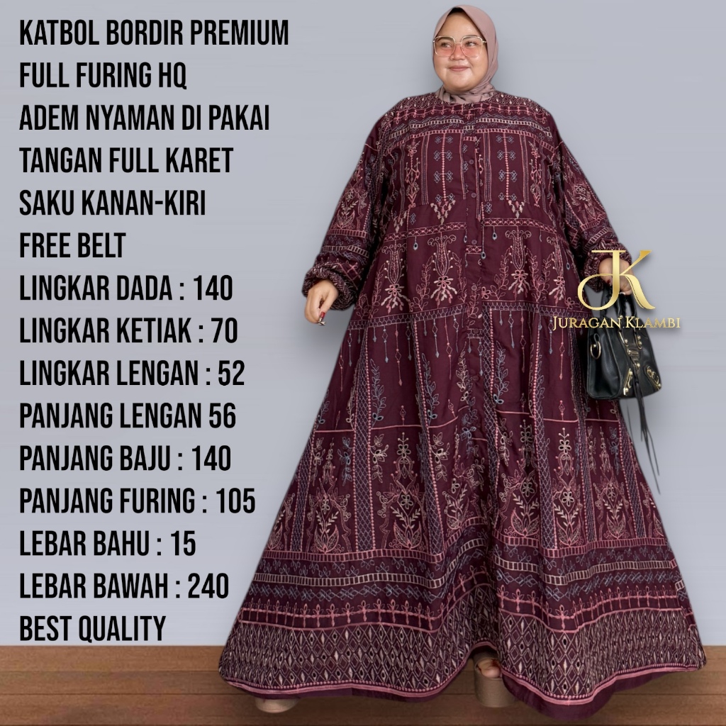 HOT DEALS Gamis Jumbo LD 140 Katbol Bordir Premium Full Furing HQ Estimasi BB 80-140KG+ By Juragan