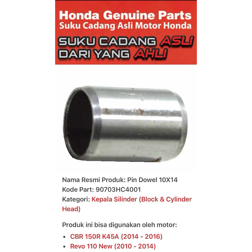 90703HC4001 Pin Dowel 10X14 HONDA CRF 150L & Revo 110