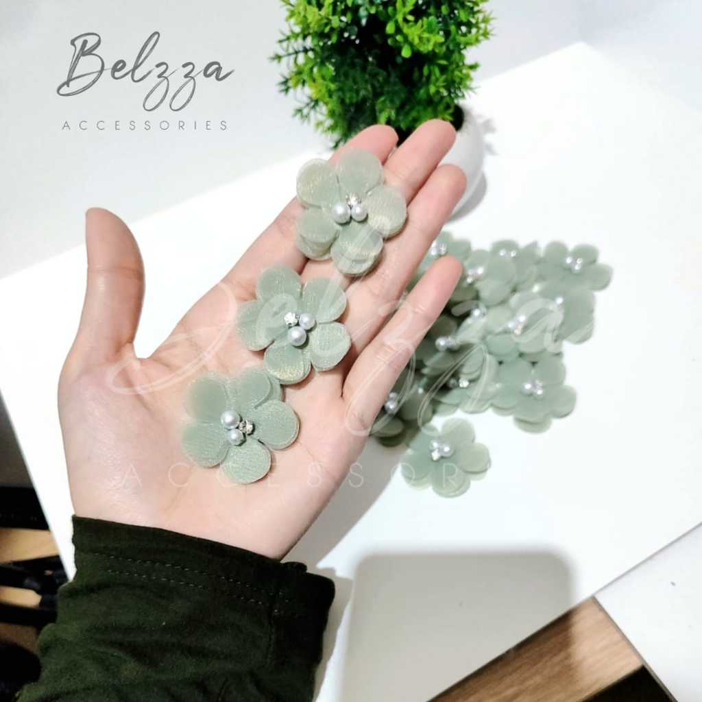 Hiasan Bunga Organza Elegan Multifungsi ,bunga 7 kelopak, kain organza,Bunga Kain Organza Mini Hiasa