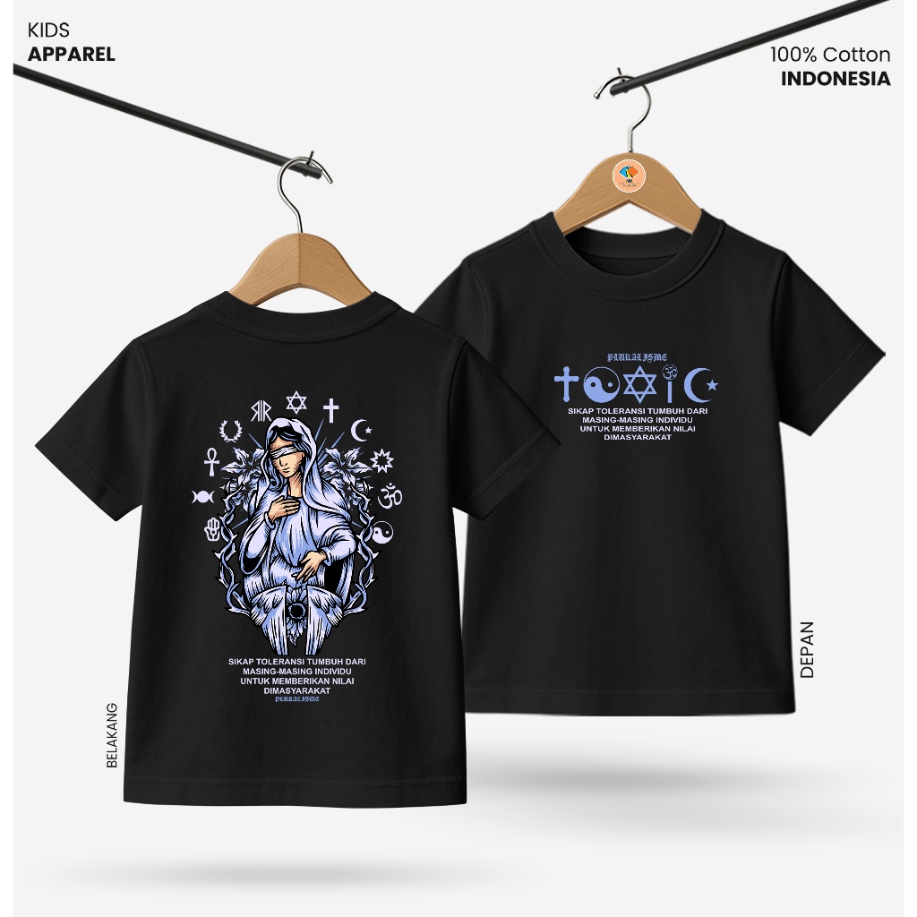Baju Kaos Distro Anak Laki Laki Depan Belakang Keren Usia 3 - 10 Tahun - Kidswear Motif Pluralisme V