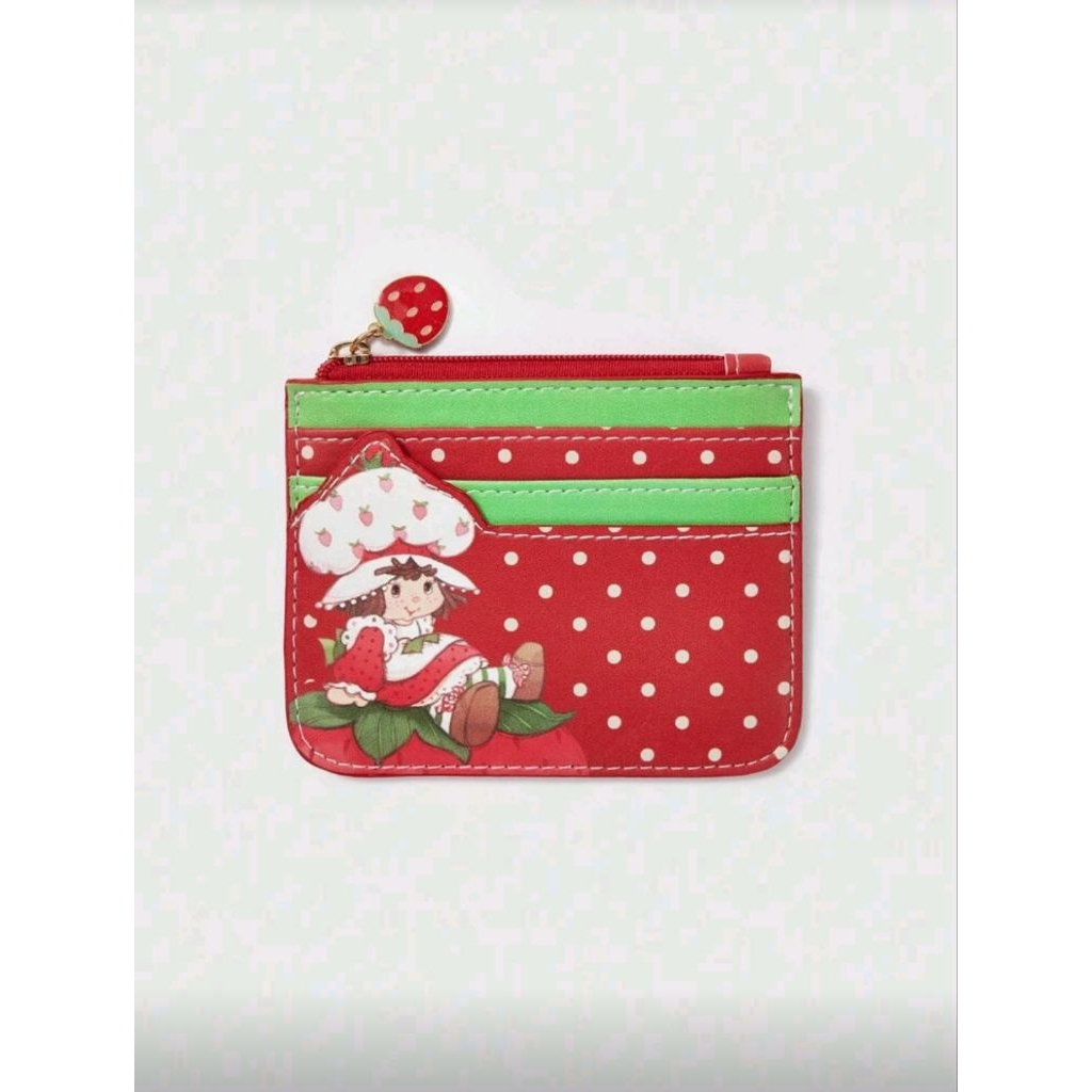 Strawberry Shortcake | ROMWE Cartoon Figure & Polka Print Cartoon Zipper Card Case With Keychain, Sm