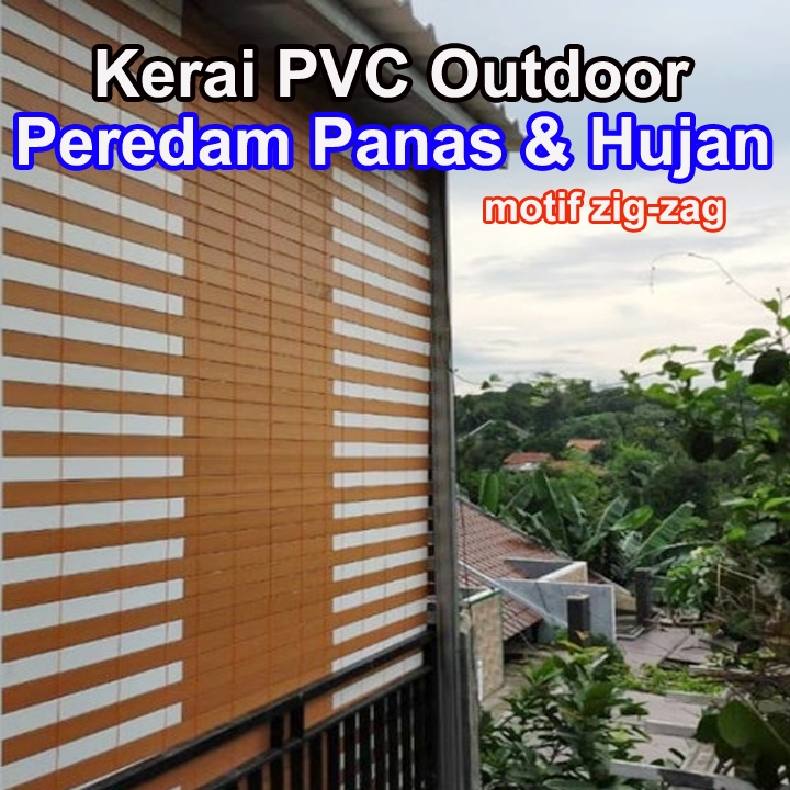 Kerai  PVC Outdoor Variasi 212 Tirai Outdoor Peredam Panas dan Tampias Hujan Krey Pvc Outdoor