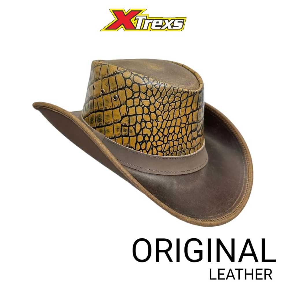 FERDILASS Topi Koboi Premium Anyaman & Kulit Asli/ Topi Koboi  Outdoor Riding Hat