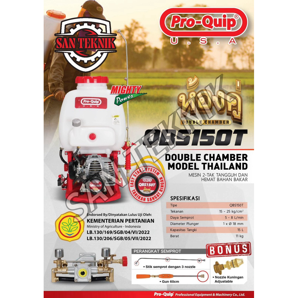 Mesin Semprot Hama Bensin QBS150T Proquip Backpack Sprayer 2 Tak QBS 150 T Double Chamber Thailand 1