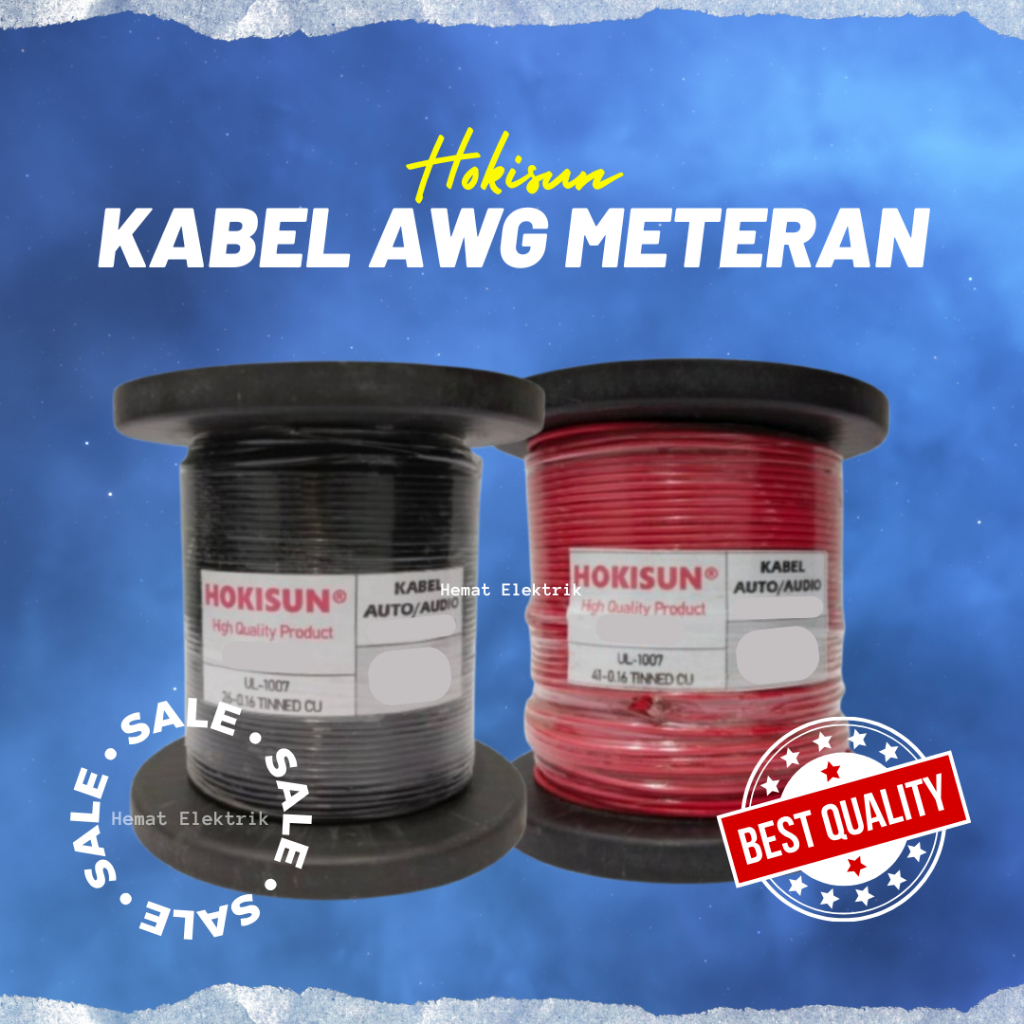 Kabel Listrik AWG 16 Audio Tembaga Putih 1 Roll 30 Meter Hitam Merah