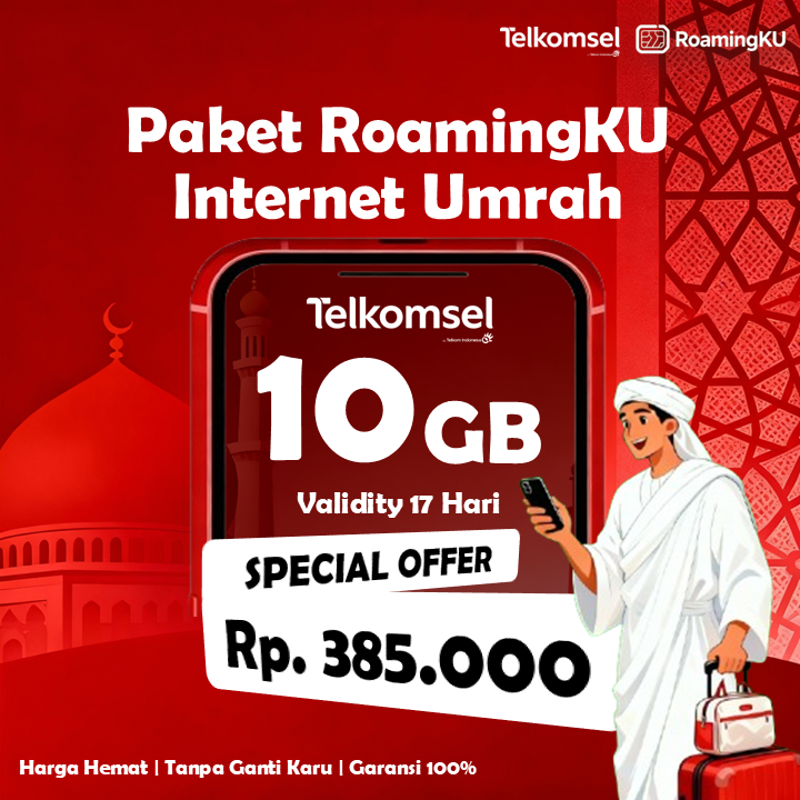 Paket Internet Umrah Telkomsel 10GB 4G/5G Stabil