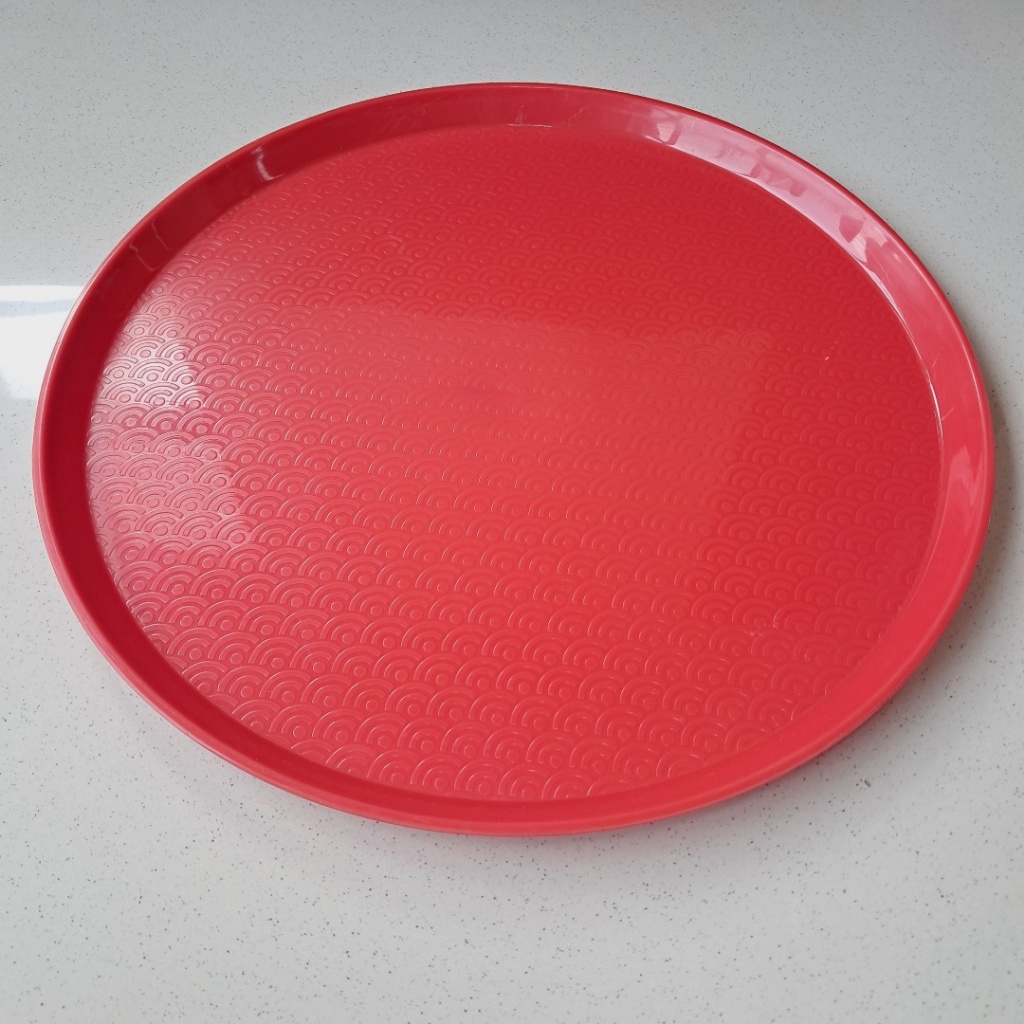 Nampan Bulat 35,7cm Merah Plastik SAN BPA Free - Golden Dragon 891