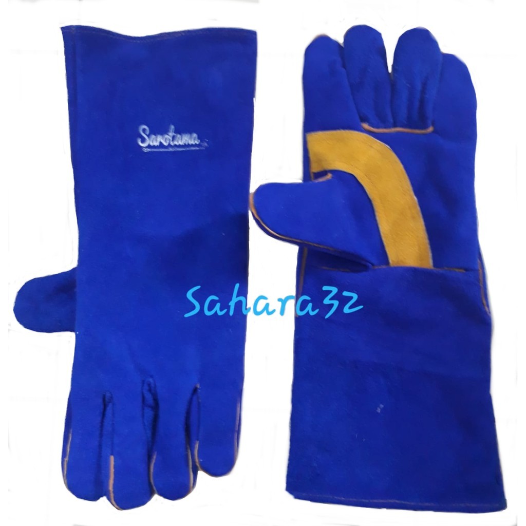 Sarung tangan las kulit /Sarung Tangan Las biru 16" / sarung tangan