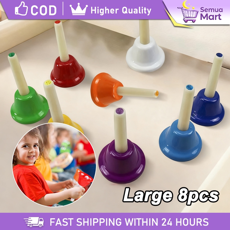 1set Hand Bells Warna Isi 8 - Musik Bayi, Mainan Bell Anak, Alat Pengajaran PAUD