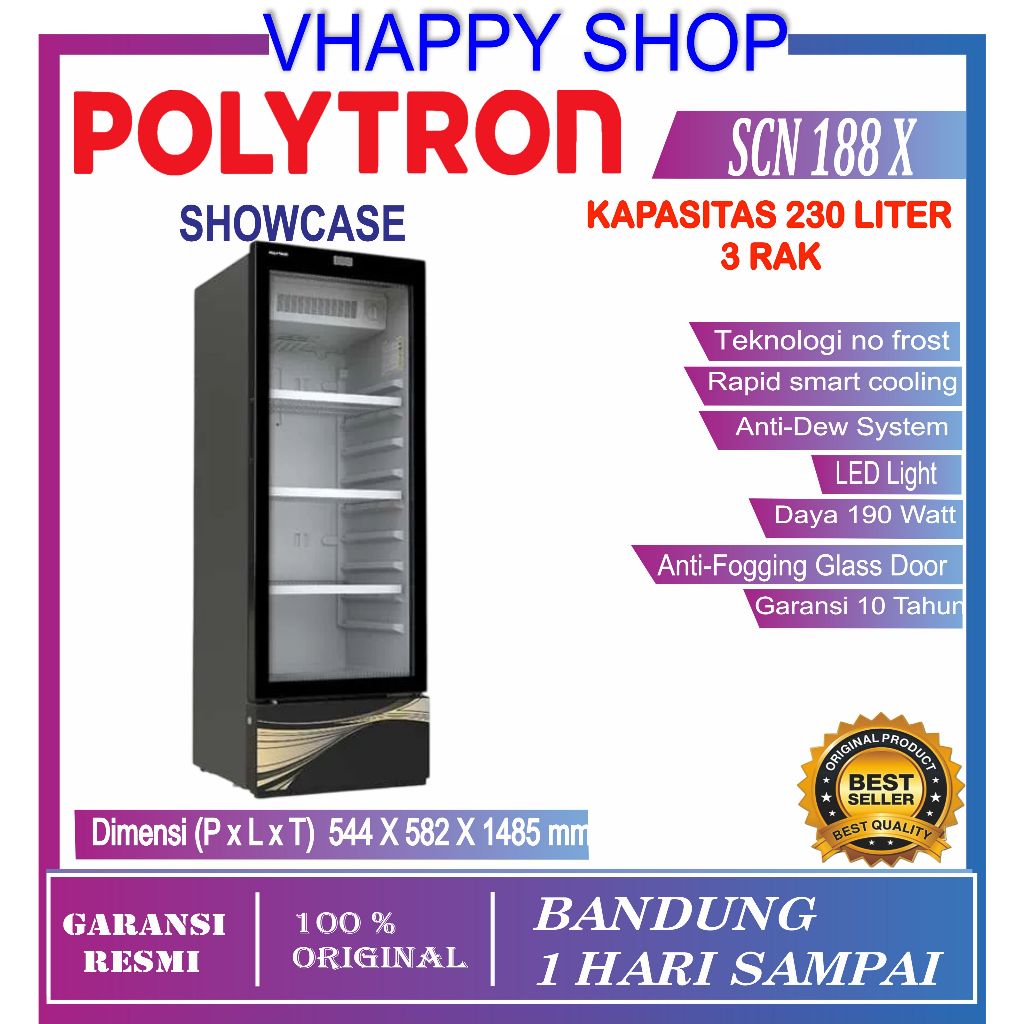 POLYTRON SHOWCASE  SCN 188X POLYTRON  DISPLAY COOLER GARANSI RESMI