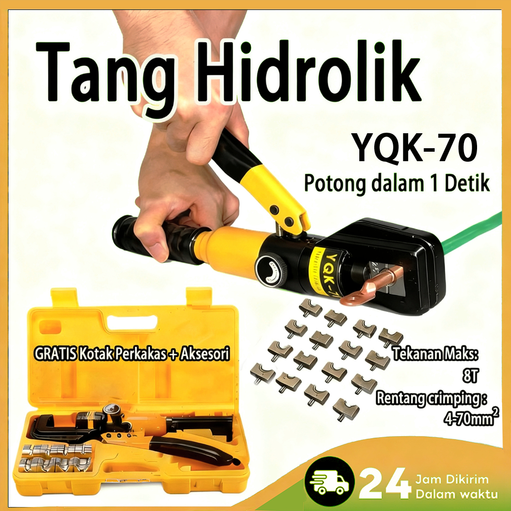 Tang Crimping Hidrolik 70mm Press Skun - Kapasitas Besar 4-70mm², untuk Kabel Listrik & Otomotif, Ko