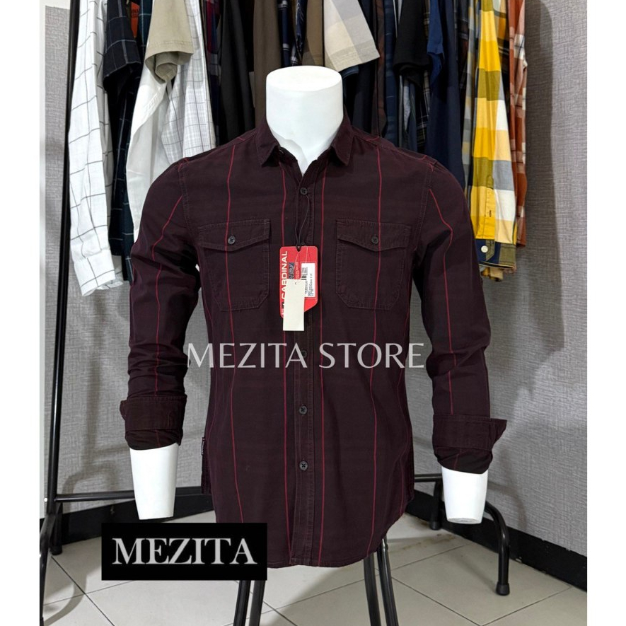 Kemeja Slimfit Pria Cardinal J2864 Maroon