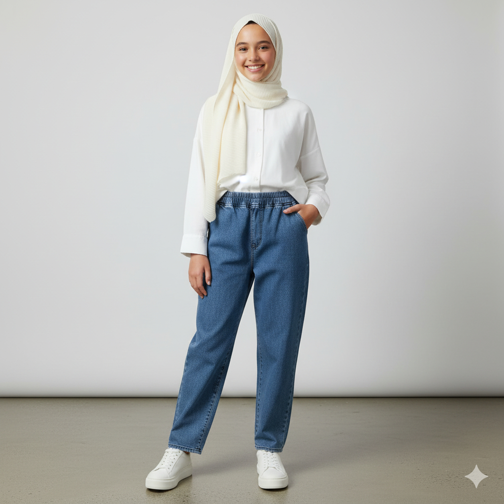 CELANA WANITA JEANS BAGGY PANTS JUMBO PINGGANG KARET