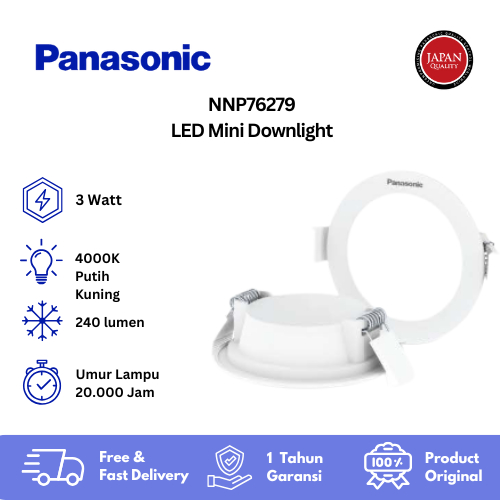Panasonic LED Mini Downlight 3 Watt Cahaya Putih Kuning - NNP76279