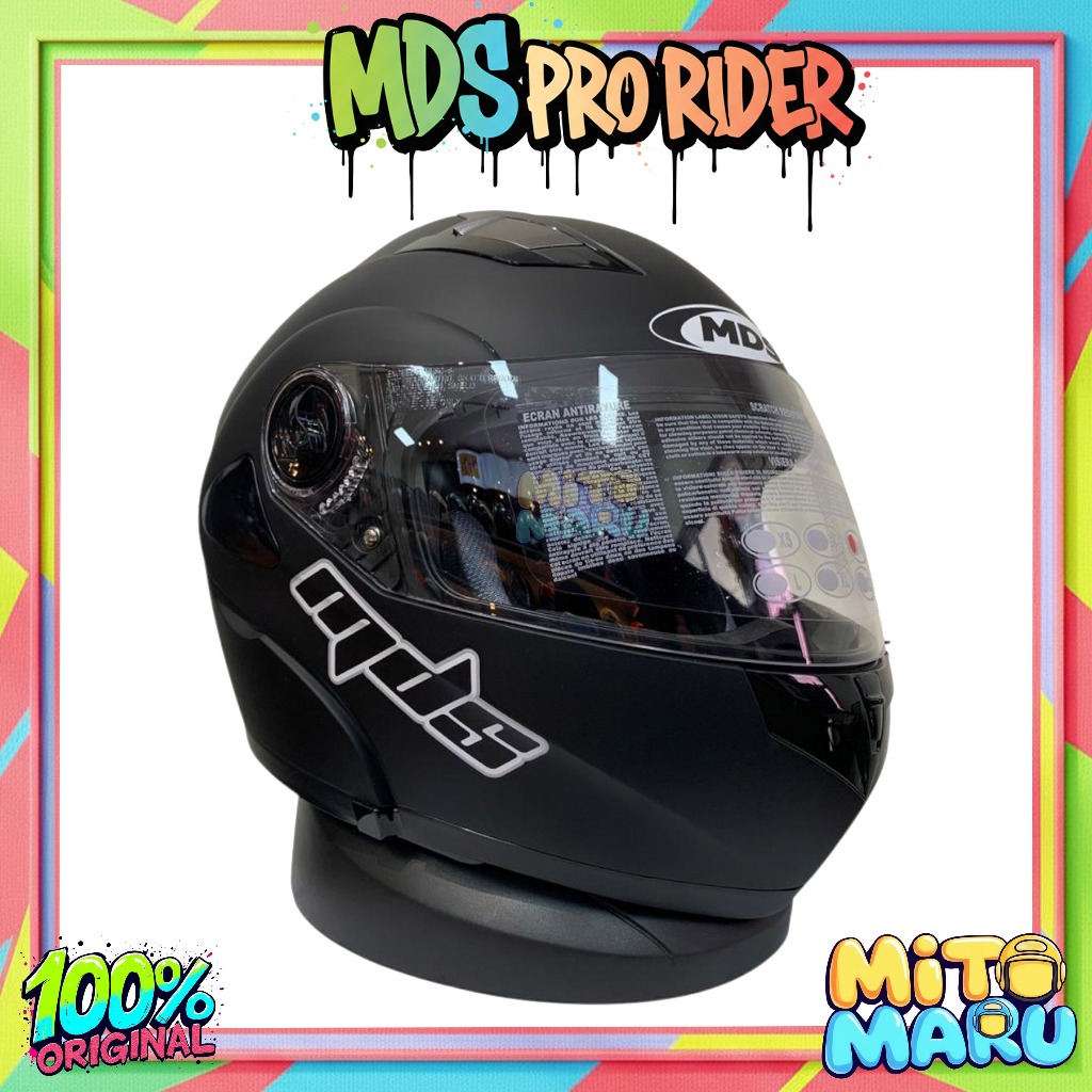 HELM MDS PRO RIDER MODULAR BLACK DOFF ORIGINAL HELM FULL FACE SNI
