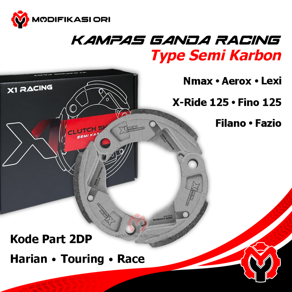 2DP Kampas Ganda Semi Karbon Nmax Vario PCX Kampas Ganda NMAX-PNP Vario Racing 2DP-Kampas Ganda X1 R
