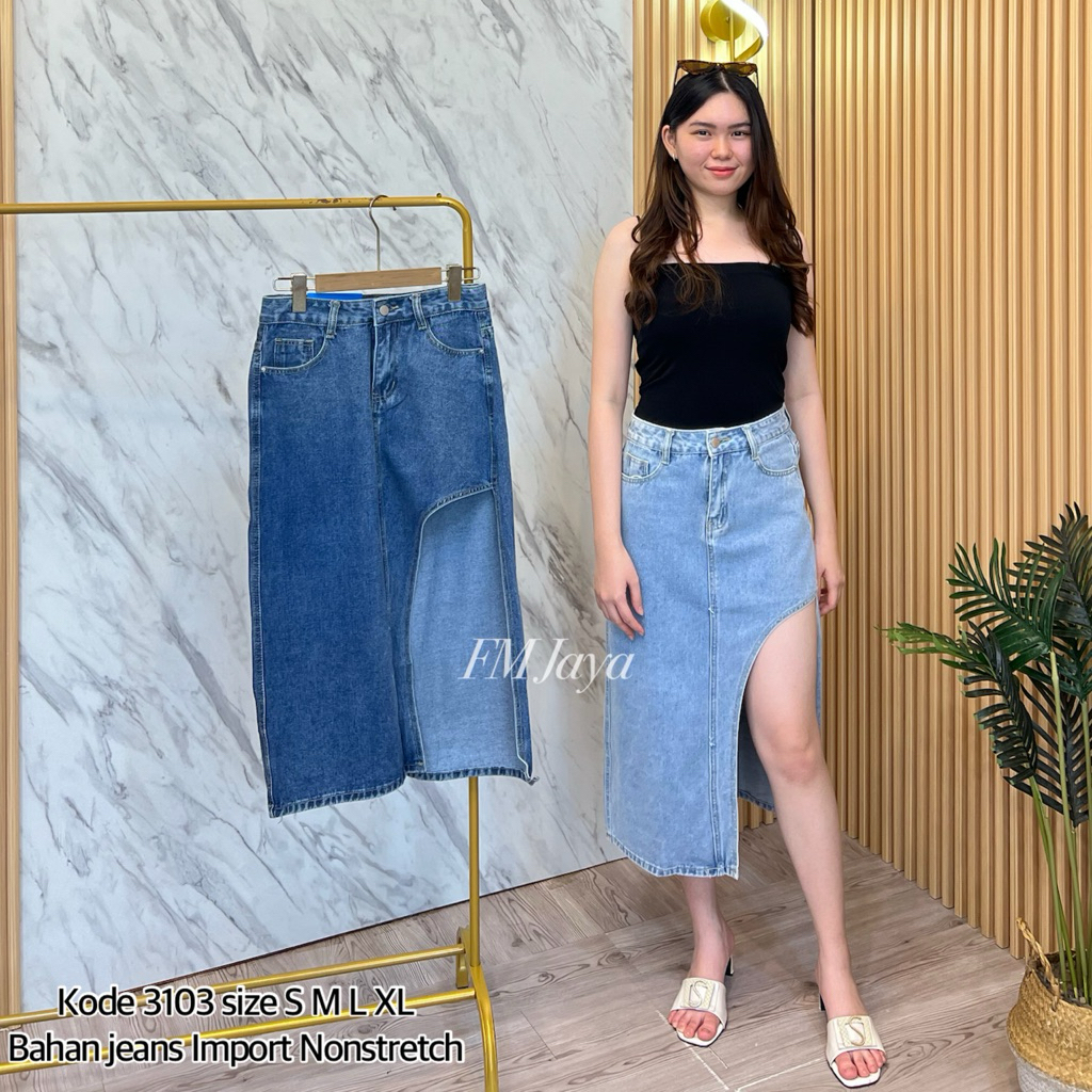 ROK JEANS WANITA 3103 || ROK JEANS FASHION WANITA || ROK JEANS SOBEK WANITA || ROK JEANS PANJANG