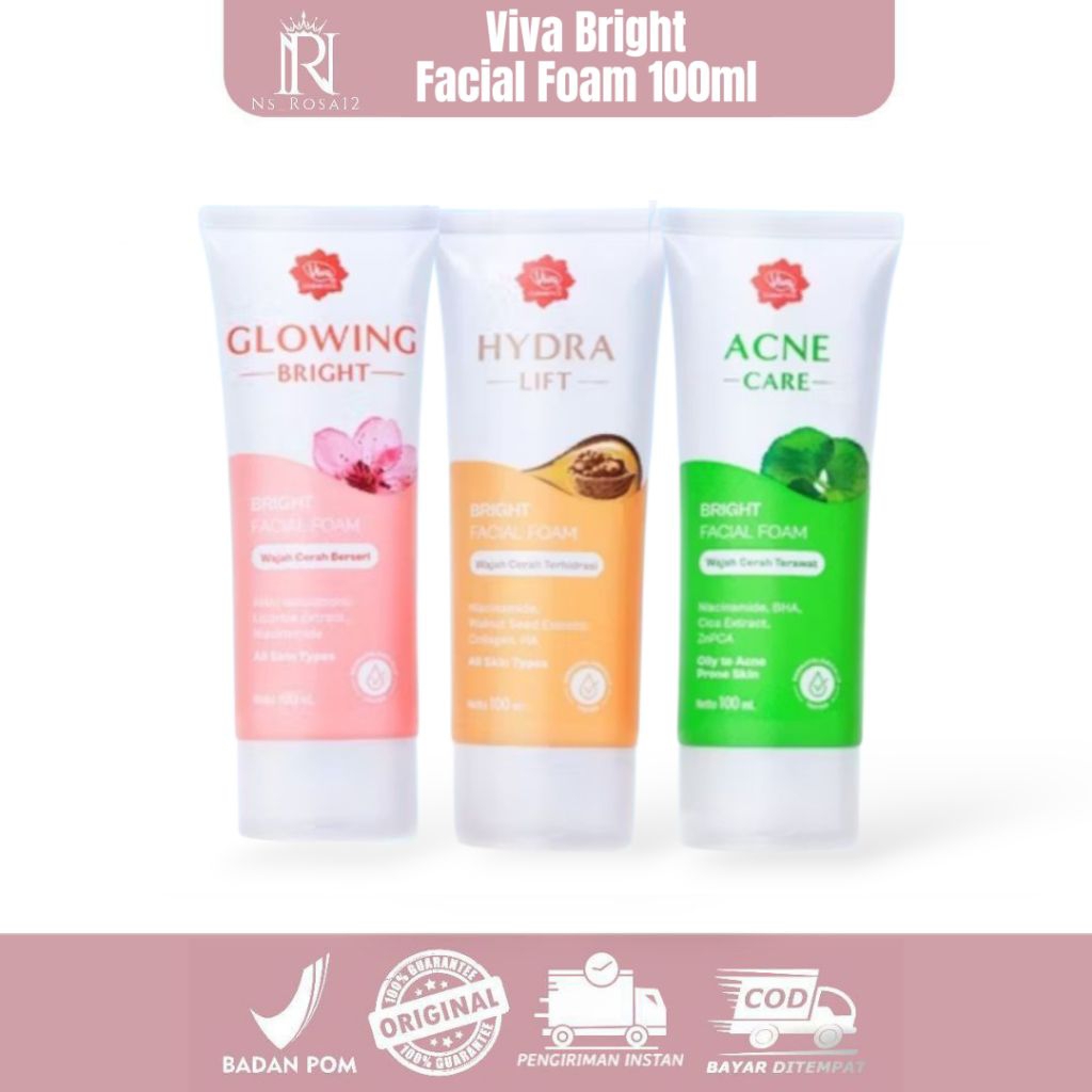 Viva Bright Facial Foam 100ml | Viva Facial Foam - Viva Hydra Lift Facial Foam - Viva Acne Care Faci