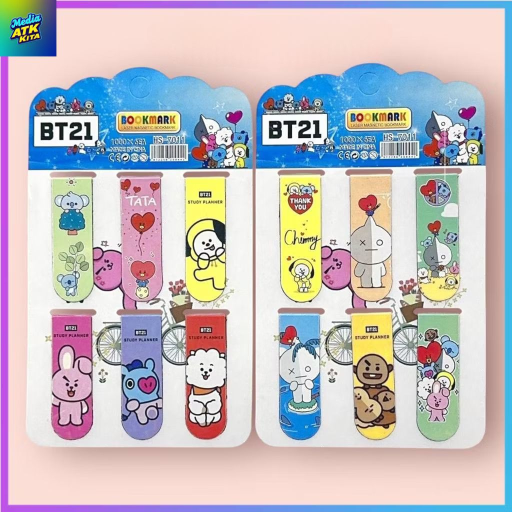 Pembatas Buku Magnet BT21 1 Pcs Isi 6 Pembatas Buku
