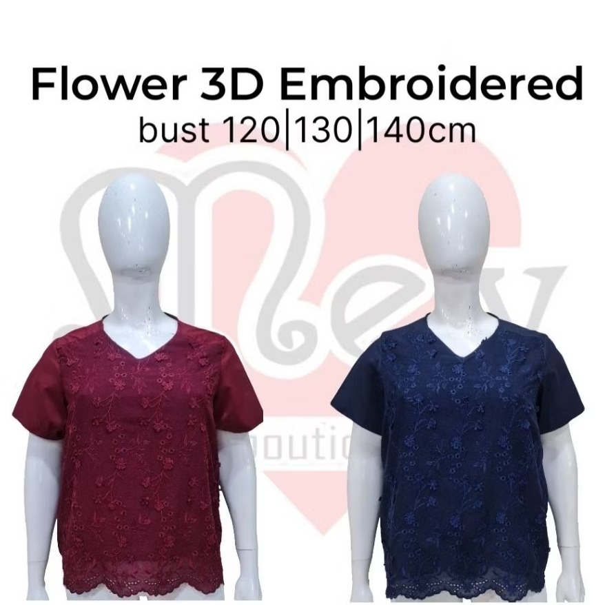 Blus atasan katun bordir 3D jumbo bigsize