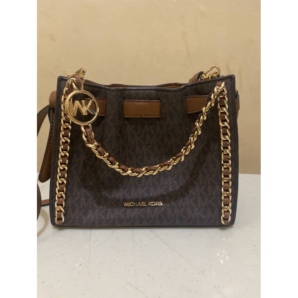 Michael Kors - Signature Mina Small Chain Crossbody Bag Brown