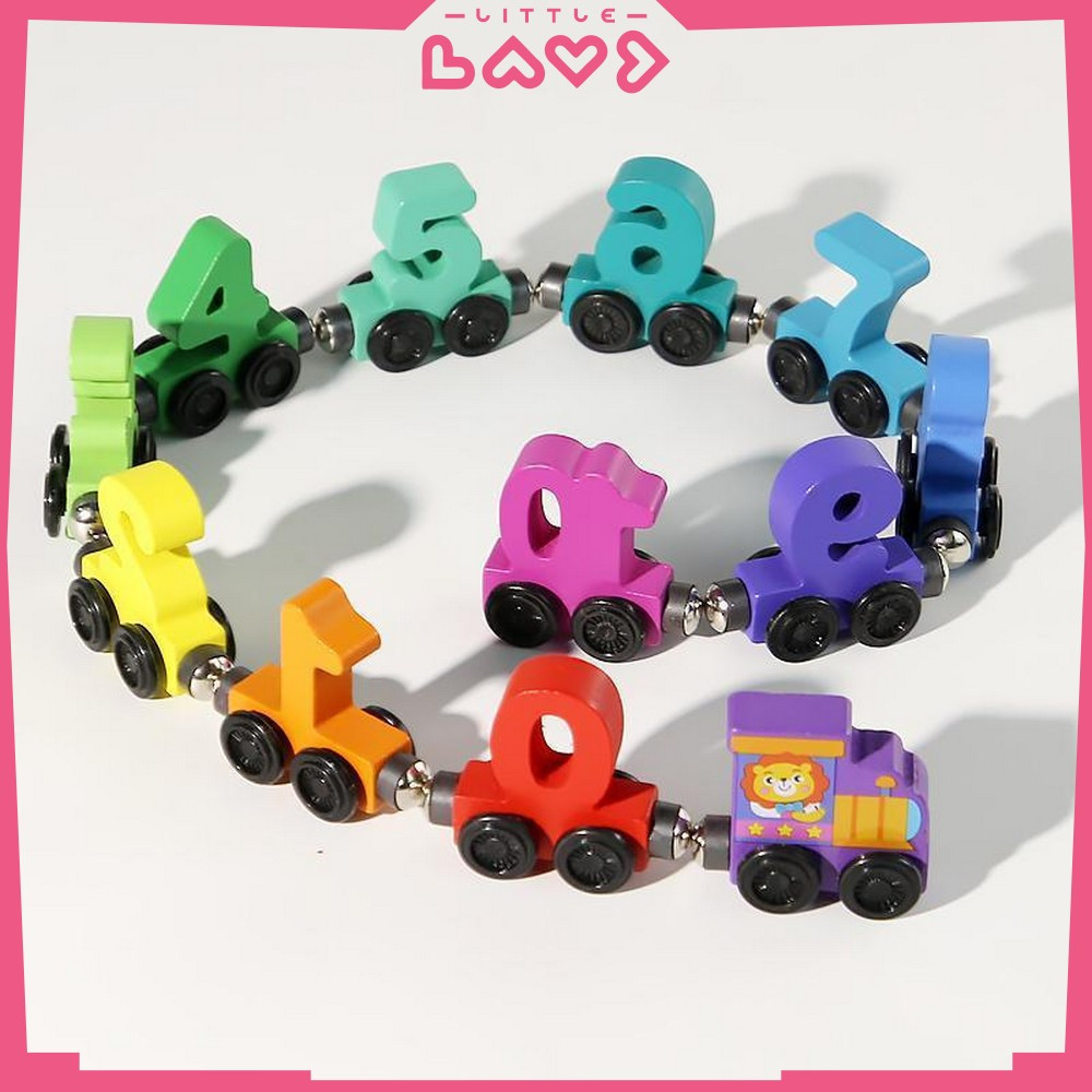 Mainan Anak Kereta Api Roda Angka Magnet / Mainan Edukasi Puzzle Magnetic Train Angka Wooden Toys Li