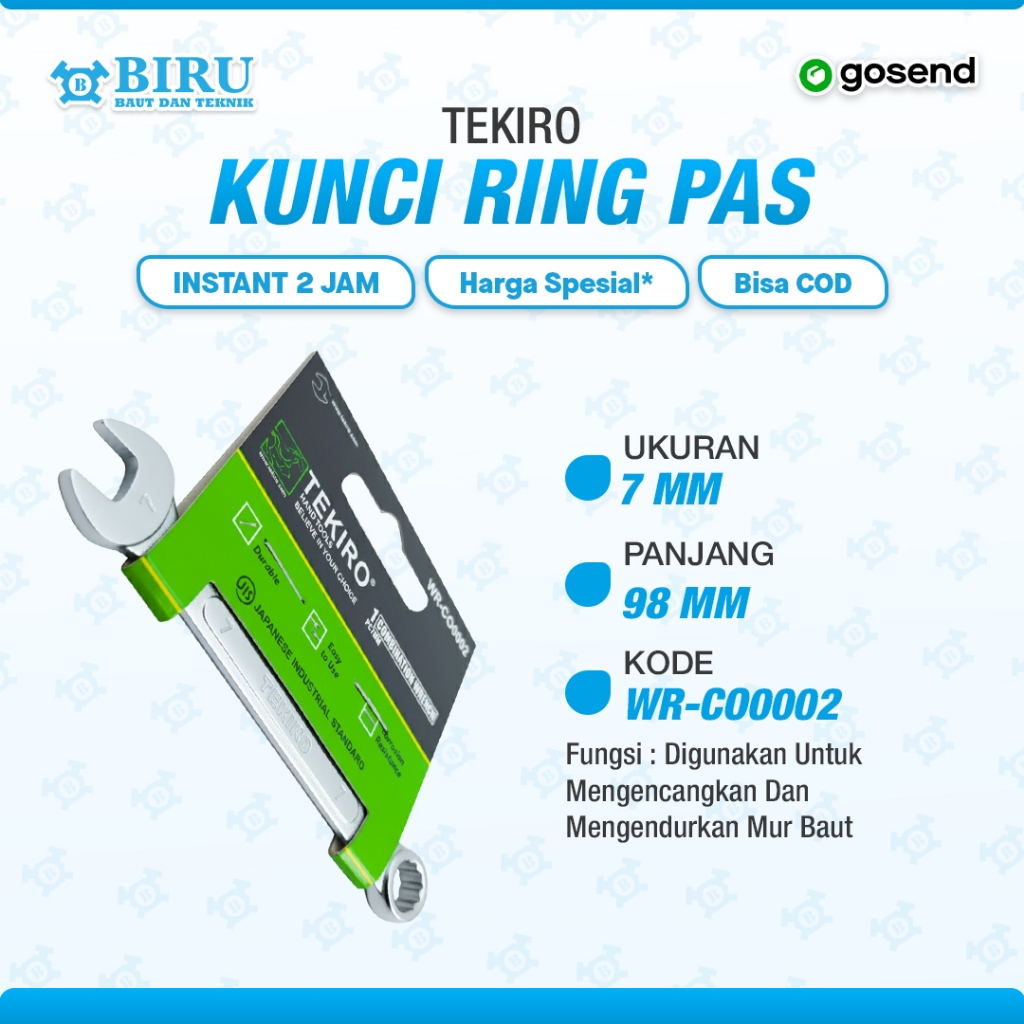 Tekiro Kunci Ring Pas 7mm / Kunci Pas Ring 7 mm