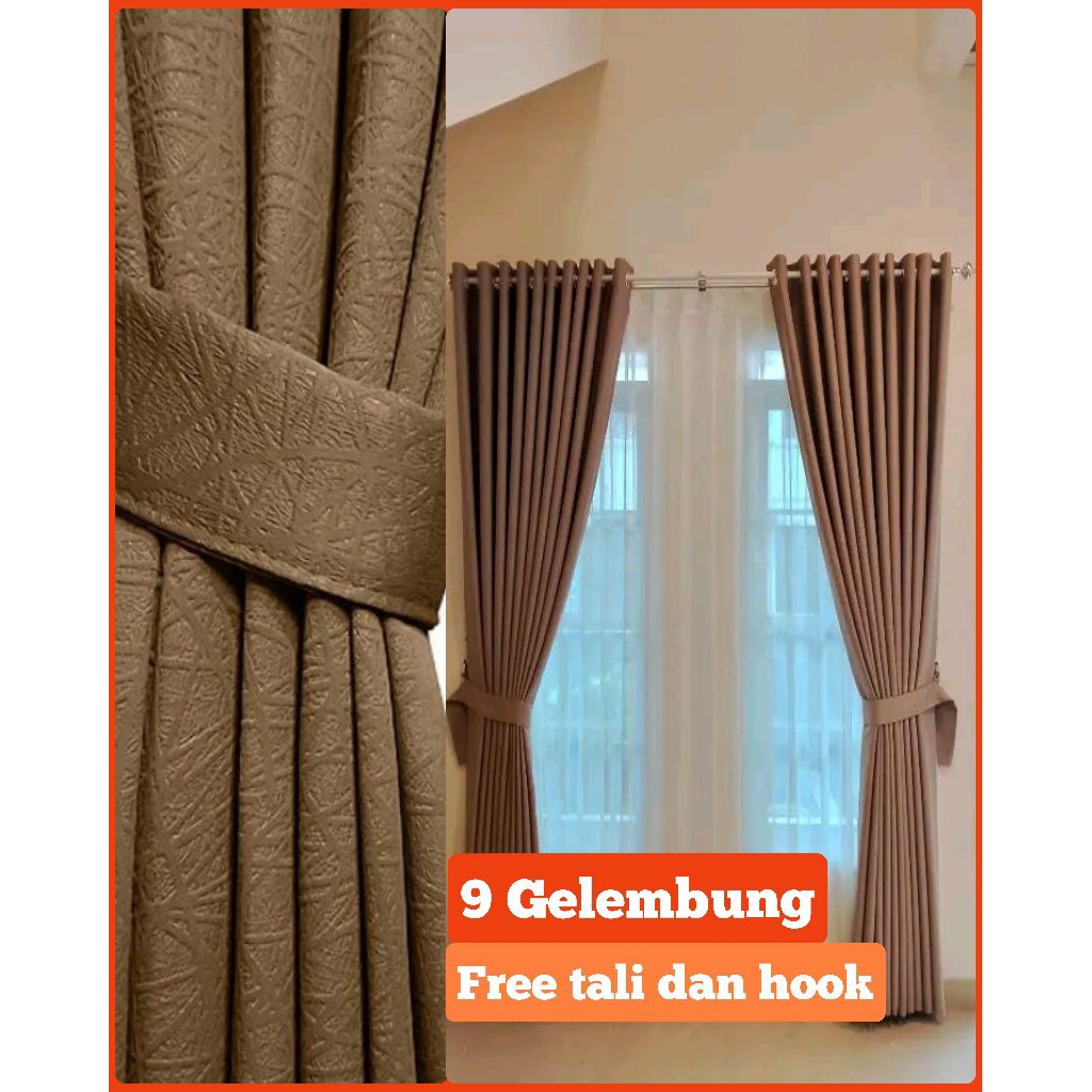 Gorden Jendela Panjang 3 meter Berbahan Kain Blackout Polos