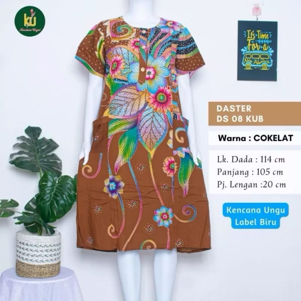 PROMO DASTER KEKINIAN BATIK KENCANA UNGU LABEL BIRU ASLI ORI LD 120 CM MOTIF BUNGA TERBARU BUSUI/BUM