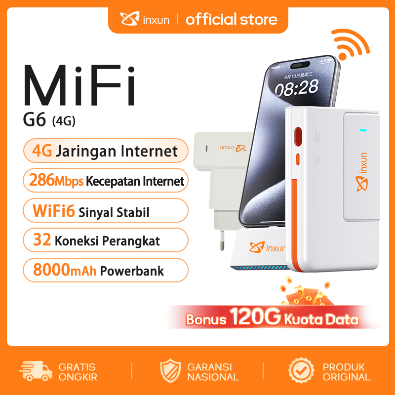 COD XINXUN G6 Bonus 120 GB MIFI POCKET WIFI MODEM PORTABLE PLUS POWERBANK 4G Wireless Adapter Powerb