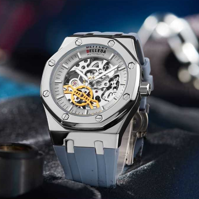 BELLEDA Jam Tangan Original B 9532 Karet Jam Tangan Pria Otomatis Water Resistant 3ATM