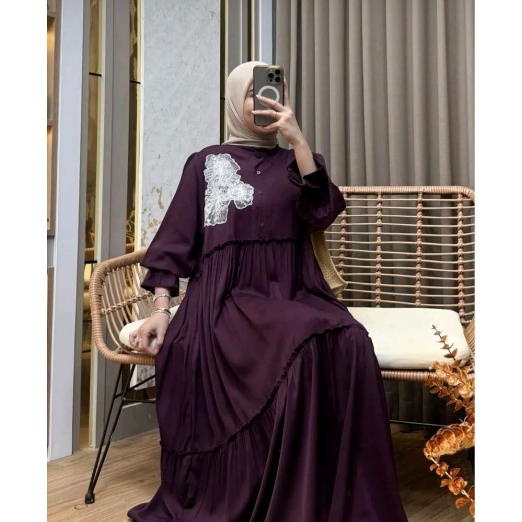 MIDI ZENITA//MIDI DRESS POLOS//GAMIS ZENITA RAYON TWILL BORDIR