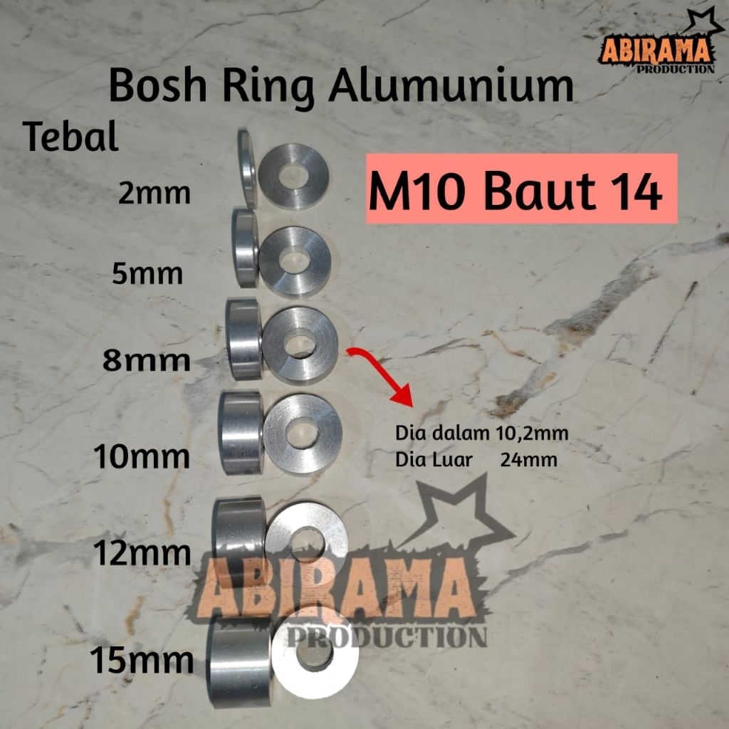 Bosh Ring Alumunium dural M10 Baut 14 Universal Pnp Tromol Gear Kaliper Underbone Motor