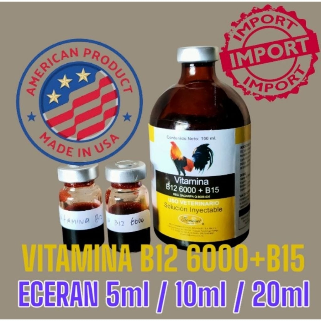 Vitamina B12. 6000+B15 kemasan ecer 5ml 10ml & 20ml