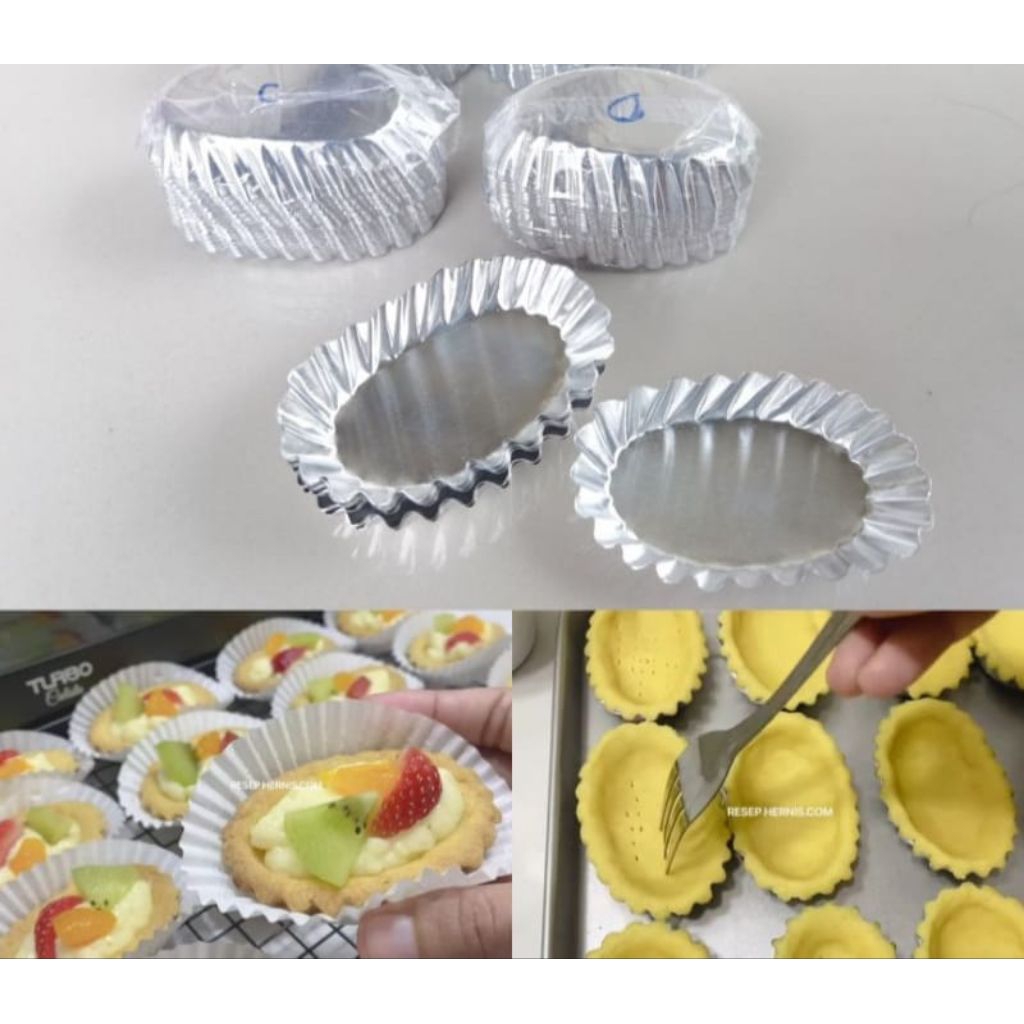 Cetakan sus buah oval aluminium isi satu kodi
