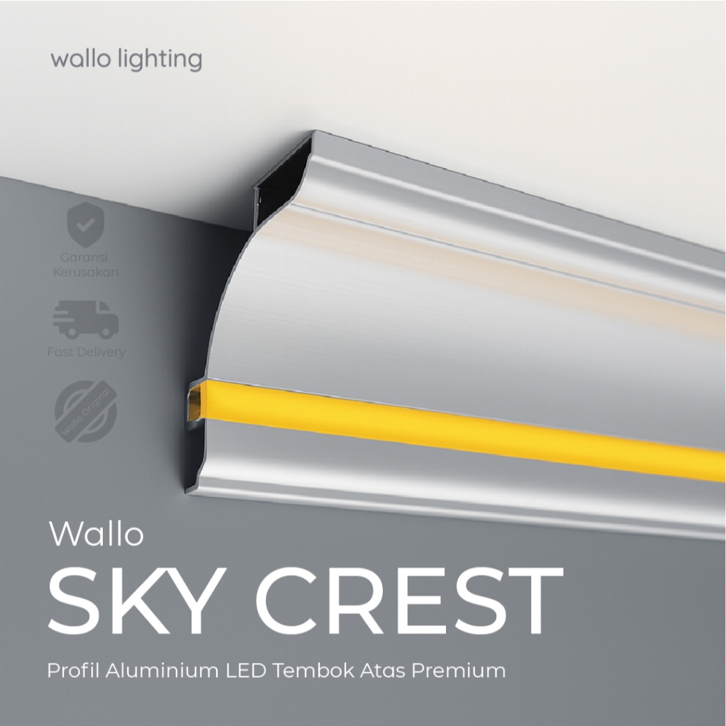 Wallo Sky Crest, Profil Lampu LED Dinding Atas Room Lighting, Pengganti Lampu Plafon & Lis Gypsum, P