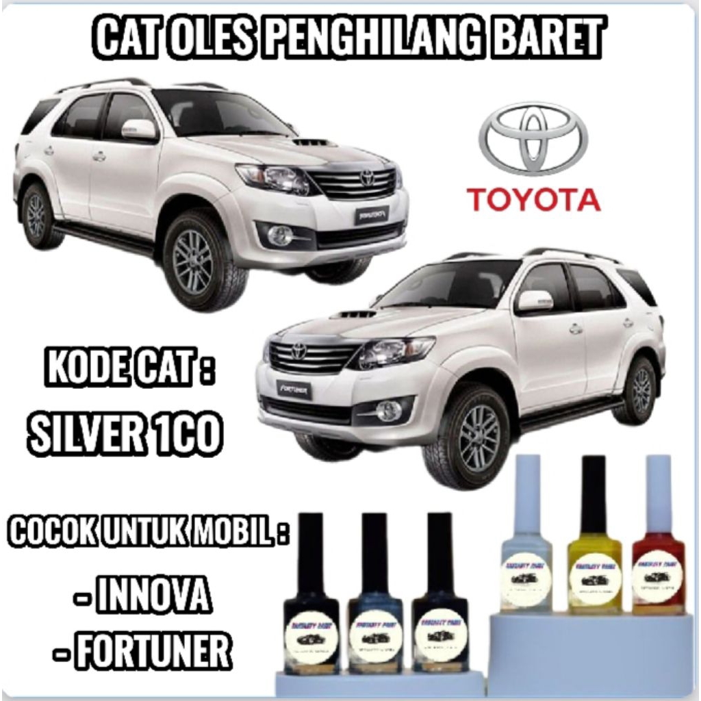 TOYOTA SILVER 1C0 CAT OLES PENGHILANG BARET MOBIL LECET GORES CAT SILVER METALIK FORTUNER INNOVA