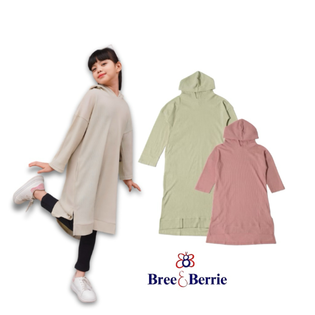 (CLEARANCE SALE) - Bree & Berrie Gamis Hoodie Anak Perempuan Katun Kaos/Knitt Motif Waffle-Divya