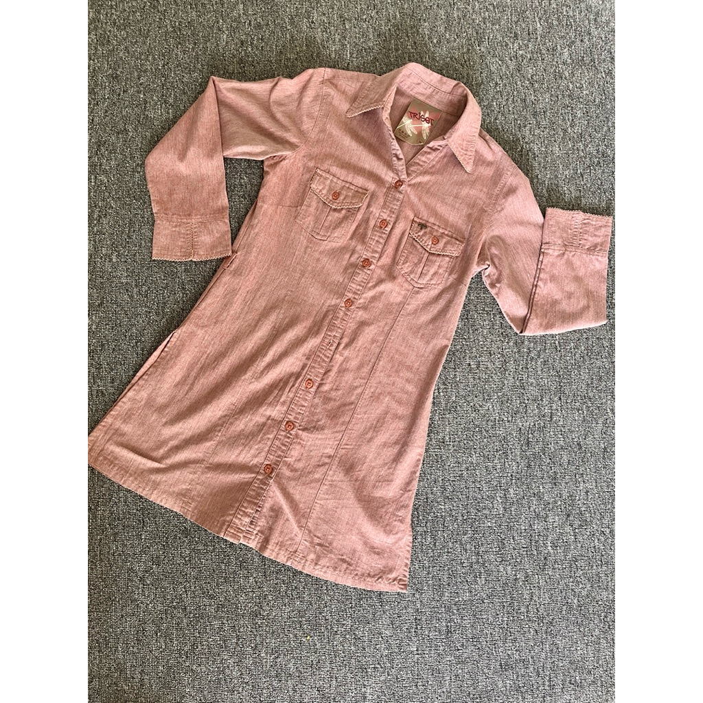Dress Kemeja Wanita Triset Pink Dusty Preloved
