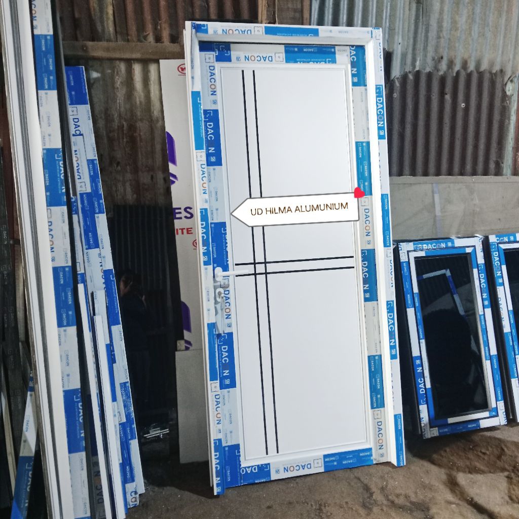 Pintu aluminium acp minimalis + kusen tersedia warna putih hitam coklat(free packing bubble wrap & k