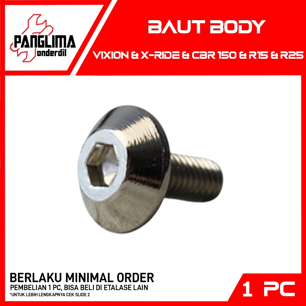 GROSIR Baut Body Vixion & X-Ride & CBR 150 & R15 & R25 Baud Bodii Bodi Cover 6x14 Panglima